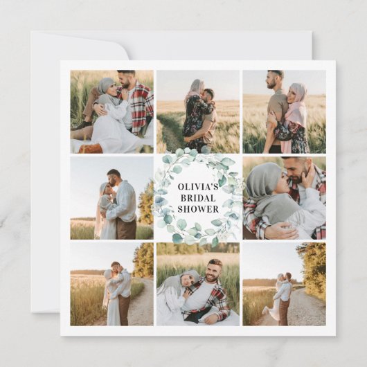 Eucalyptus Rustic Foto QR Code Vrijgezellenfeest Kaart (Achterkant)