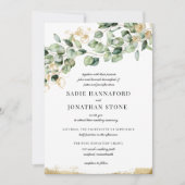 Eucalyptus Rustic Gold Elegant Botanical Weddensch Kaart (Voorkant)