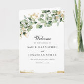 Eucalyptus Rustic Gold Elegant Botanical Weddensch Programma (Voorkant)