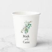 Eucalyptus Rustic Greenery Huwelijkspapieren beker (Achterkant)