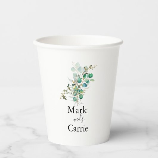 Eucalyptus Rustic Greenery Huwelijkspapieren beker (Voorkant)