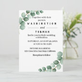 Eucalyptus Rustic Greenery Huwelijksuitnodiging Kaart (Staand voorkant)