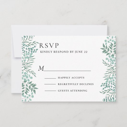 Eucalyptus Rustic Greenery RSVP Kaartje (Voorkant)