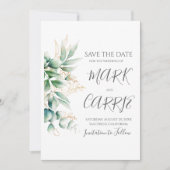 Eucalyptus Rustic Greenery Trouwdag Save The Date (Voorkant)