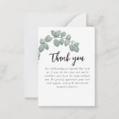 Eucalyptus Rustic Greenery Wedding Dank u Notitiekaartje (Achterkant)