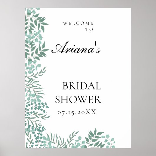 Eucalyptus Rustic Greenery Welkom Teken Poster (Voorkant)