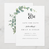Eucalyptus Rustic Groene Huwelijk Save The Date (Voorkant / Achterkant)