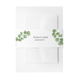 Eucalyptus Rustic Groene Huwelijk  Uitnodigingen Wikkel