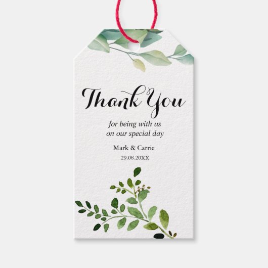 Eucalyptus Rustic Groene Huwelijkscadeautag Cadeaulabel (Voorkant)