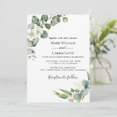 Eucalyptus Rustic Groene Huwelijksuitnodiging Kaart (Staand voorkant)