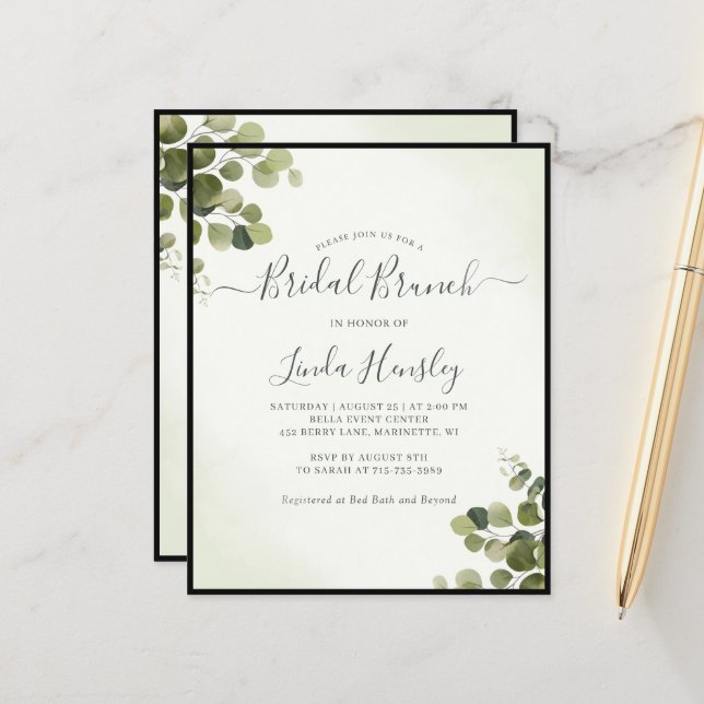 Eucalyptus Rustic Leaves Budget Bridal Brunch (Voorkant / Achterkant in situ)