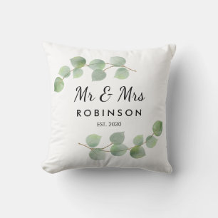 Eucalyptus Rustic Modern de heer en Mrs Wedding Gi Kussen