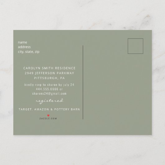 Eucalyptus Rustic Photo Sage Vrijgezellenfeest Uitnodiging Briefkaart (Achterkant)