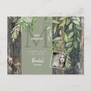 Eucalyptus Rustic Photo Sage Vrijgezellenfeest Uitnodiging Briefkaart