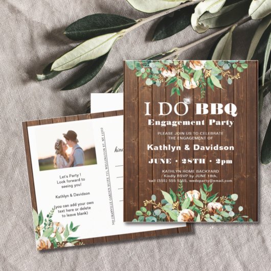 Eucalyptus Rustic Photo Verloving BBQ Uitnodiging