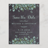 Eucalyptus Rustic QR Code Huwelijk Datum Reservere Briefkaart (Voorkant)