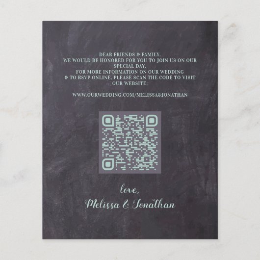 Eucalyptus Rustic QR Code Weddenschap sparen de Da (Achterkant)