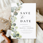 Eucalyptus Rustic Save the Date Groen