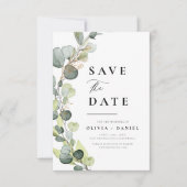 Eucalyptus Rustic Save the Date Groen (Voorkant)
