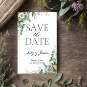 Eucalyptus Rustic Save the Dates Kaart