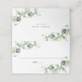 Eucalyptus Rustic Script Greenery Wedding Table Plaatskaartje (Buitenkant ongevouwen)