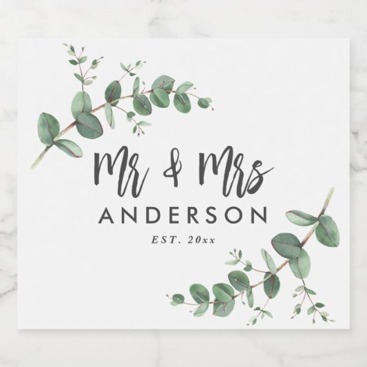 Eucalyptus rustic simpele moderne Mr. Likeurfles Etiket (Enkel label)