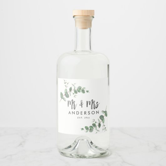Eucalyptus rustic simpele moderne Mr. Likeurfles Etiket (Voorkant)