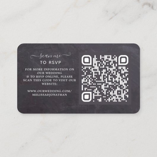 Eucalyptus Rustic Slate Wedding QR-code RSVP Informatiekaartje (Achterkant)