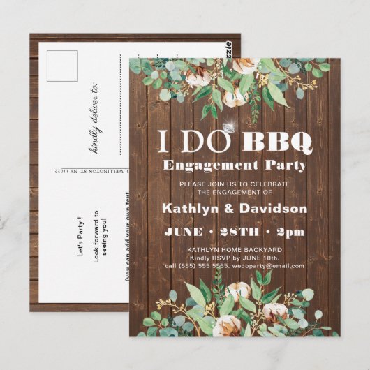 Eucalyptus Rustic Verloving BBQ Uitnodiging (Voorkant / Achterkant)