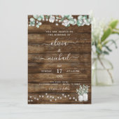 Eucalyptus Rustic Wedding Invitations Kaart (Staand voorkant)