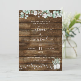 Eucalyptus Rustic Wedding Invitations Kaart