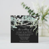 Eucalyptus Rustic Winery Twinkellichten Bruiloft Kaart (Staand voorkant)