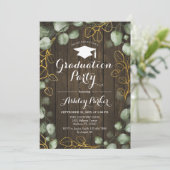 Eucalyptus Rustic Wood Krans Graduation Party Kaart (Staand voorkant)