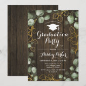 Eucalyptus Rustic Wood Krans Graduation Party Kaart (Voorkant / Achterkant)
