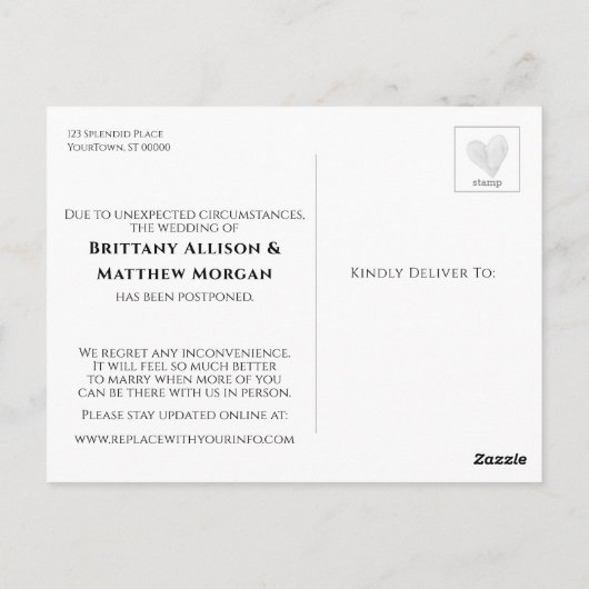 Eucalyptus & Rustic Wood Postponed Wedding Briefkaart (Achterkant)