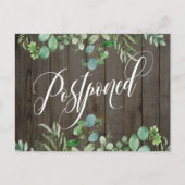 Eucalyptus & Rustic Wood Postponed Wedding Briefkaart (Voorkant)