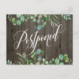 Eucalyptus & Rustic Wood Postponed Wedding Briefkaart