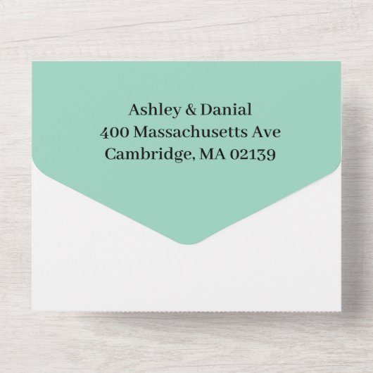 Eucalyptus rustiek groen bruiloft all in one uitnodiging (Achterkant)