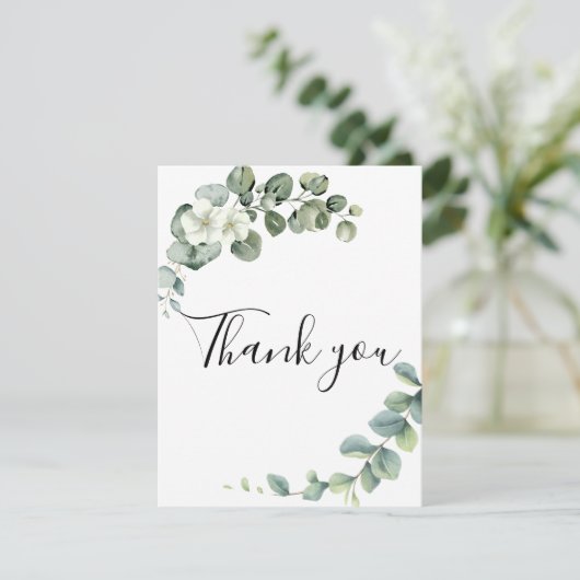 Eucalyptus rustiek groen bruiloft bedankkaart (Staand voorkant)