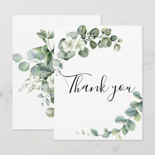 Eucalyptus rustiek groen bruiloft bedankkaart (Voorkant / Achterkant)