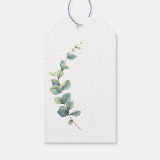 Eucalyptus rustiek groen bruiloft cadeaulabel (Achterkant)