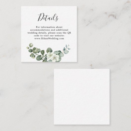 Eucalyptus rustiek groen bruiloft informatiekaartje (Voorkant / Achterkant)