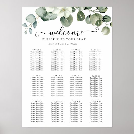Eucalyptus rustiek groen bruiloft poster (Voorkant)