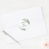 Eucalyptus rustiek groen bruiloft ronde sticker (Envelop)
