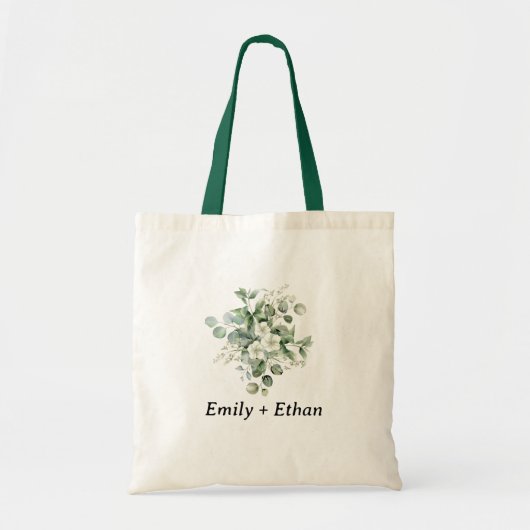Eucalyptus rustiek groen bruiloft tote bag (Voorkant)
