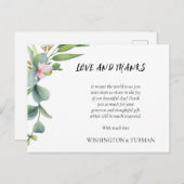 Eucalyptus Rustiek Groen Huwelijk Dankjewel Kaart (Voorkant / Achterkant)