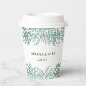 Eucalyptus Rustiek Groen Trouwpapier Cup Papieren Bekers (Achterkant)