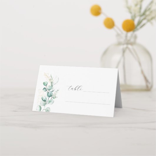 Eucalyptus Rustiek Groen Wijze Huwelijk Plaatskaartje (Voorkant)