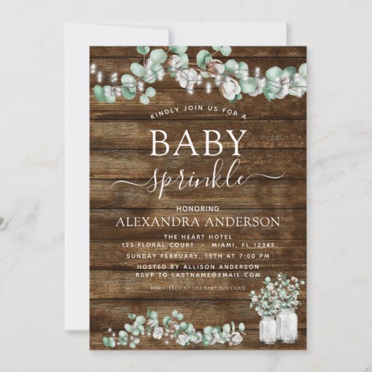 Eucalyptus rustiek hout Baby sprinkellichten pot Kaart (Voorkant)