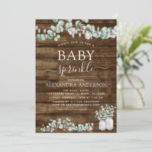 Eucalyptus rustiek hout Baby sprinkellichten pot Kaart (Staand voorkant)